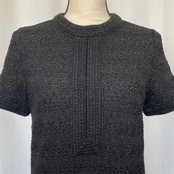 Vintage 70's Black Sparkly Stretch Knit Mod Midi Dress Size S / M Retro Shift - Picture 4 of 10